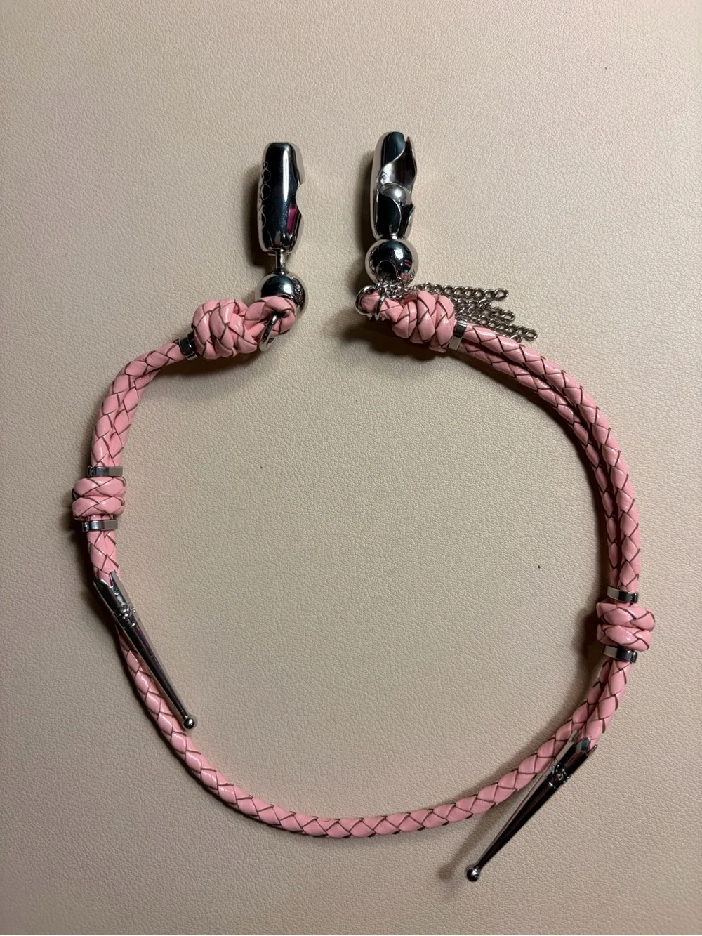 OSSA Clear iPhone AIR Phone Case with Pink Leather Braided Wrist Strap